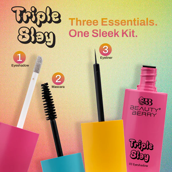 Triple Slay 3 in 1 Eye Makeup Kit with Eyeliner, Mascara & Eyeshadow