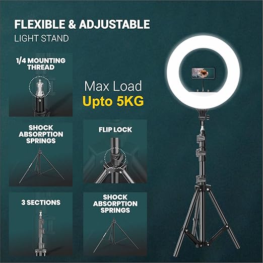 DIGITEK® 18 Inch LED Ring Light with Remote Control & 250cm Stand