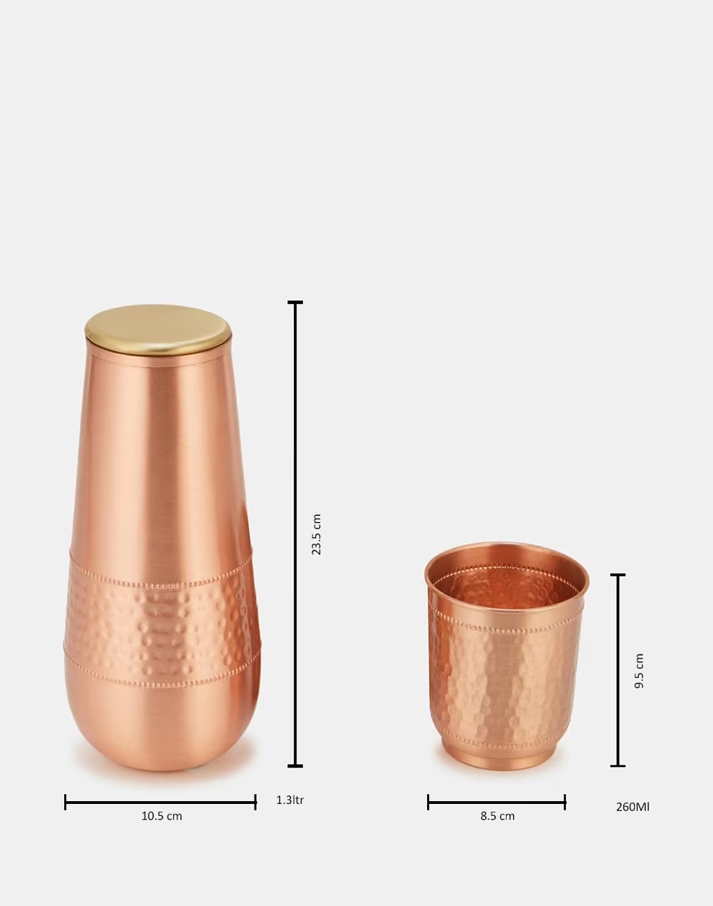 Kashi Copper Carafe With 2 Glass