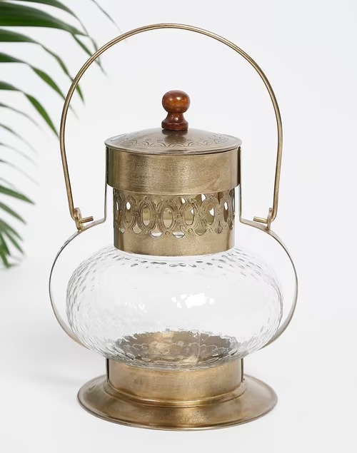 Antique Brass Nihaal Metal Table Lantern