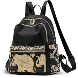 Girls & Women’s Stylish Backpack | Golden Elephant Print Travel, College & Office Bag |