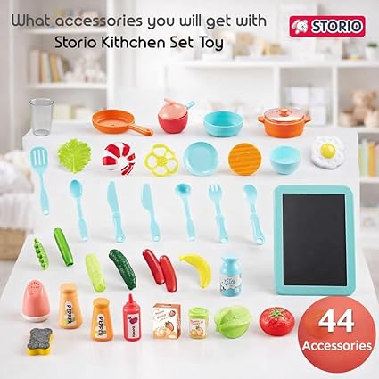 Storio Toys Kitchen Set for Kids Girls Big Cooking Set